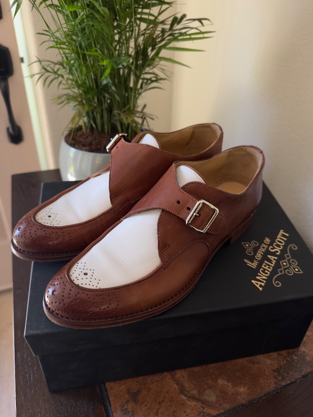Women's "Mr. Georgie"  Loafer in Cognac/White from Office of Angela Scott